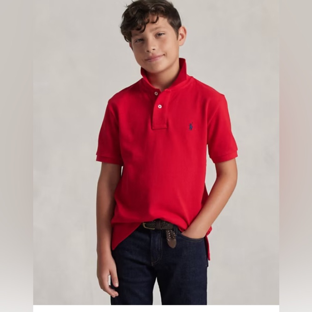 Ralph Lauren Polo Neck Boys Shirt Red size 6 100 cotton